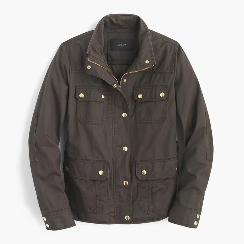 J.Crew Resin-Coated Twill Field Jacket Army Green